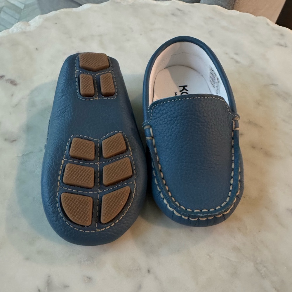 Kone Leather Toddler Blue Loafers Size 22